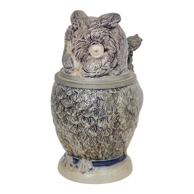 Antique Owl Stein, Circa 1880 For Sale
