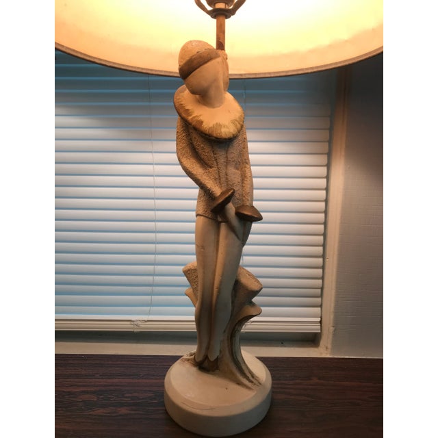 Mid-Century Modern Vintage 1960 Florence Art Mid-Century Chalkware Harlequin Figures Lamps - a Pair For Sale - Image 3 of 12
