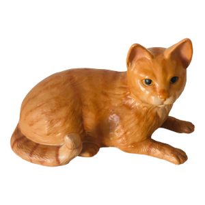 Vintage Orange Cat Italian Veramic Figurine Signed