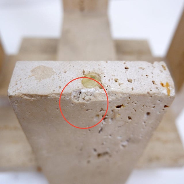 Glass Vintage Side Tables in Travertine and Glass, 1970s, Set of 2 For Sale - Image 7 of 14