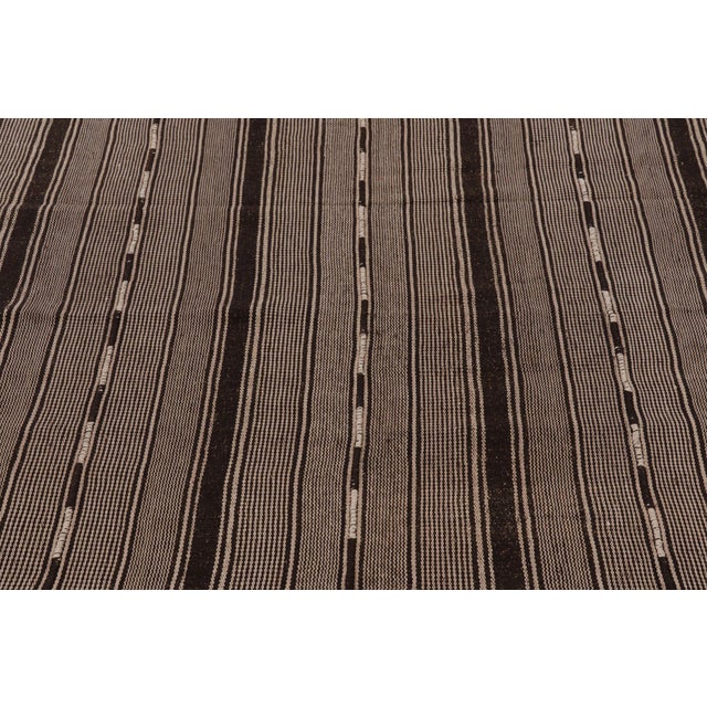 Vintage Persian Kilim, Brown and Beige Geometric Striped Patterns - Rug & Kilim For Sale In New York - Image 6 of 9