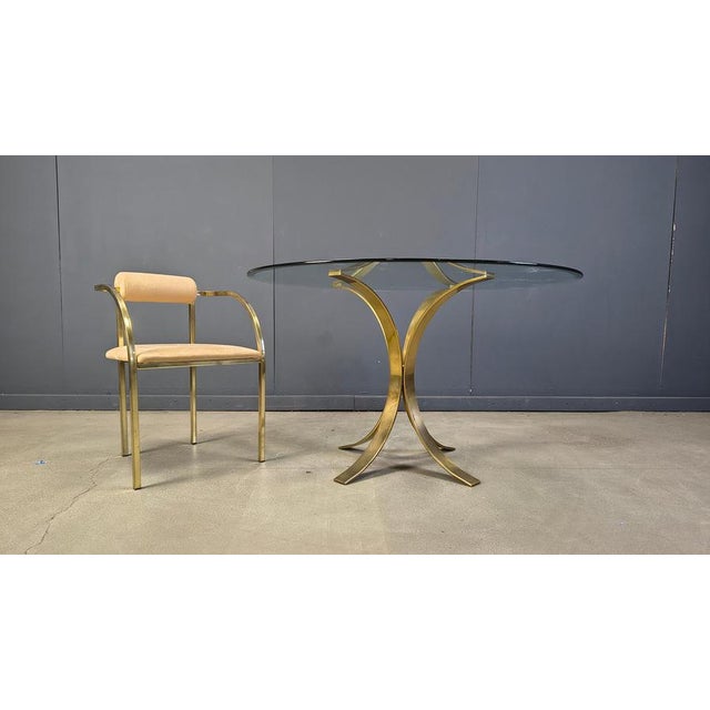 Metal Vintage Brass Dining Table and Chairs from Belgochrom, 1970s, Set of 5 For Sale - Image 7 of 14
