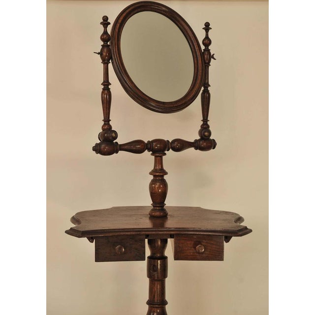 Victorian Hand Crafted Oak Shaving Stand with Oval Mirror For Sale - Image 10 of 11
