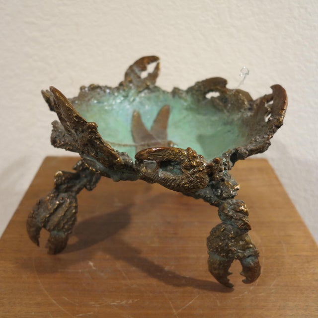 William Sharles Original Polychrome Bronze Sculpture Crab Bowl Dragonfly, Signed and Numbered For Sale - Image 9 of 10