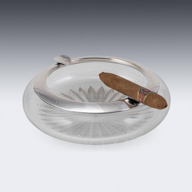 20th Century German Silver & Cut Glass Cigar Ashtray, 1910s For Sale - Image 9 of 11