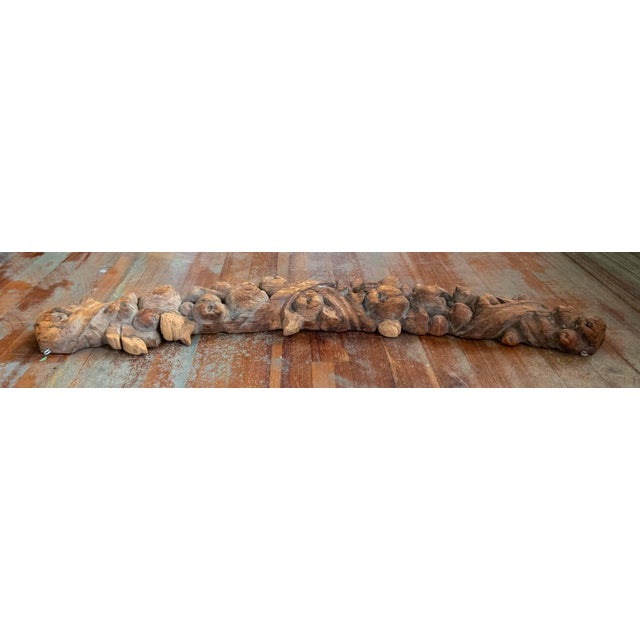 Wood 17th or 18th C. Carved Wood Decorative Swag in Baroque Style, Continental European For Sale - Image 7 of 18