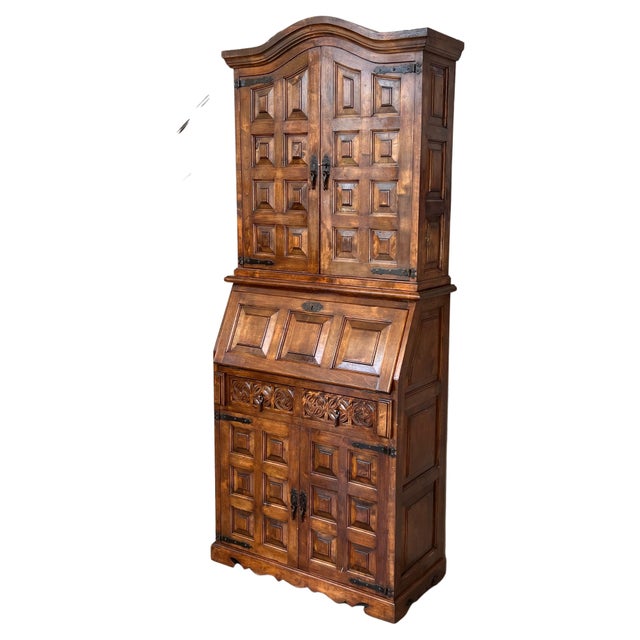 Late 19th Century Spanish Walnut Bureau Bookcase ‘Secretaire’ For Sale - Image 15 of 18
