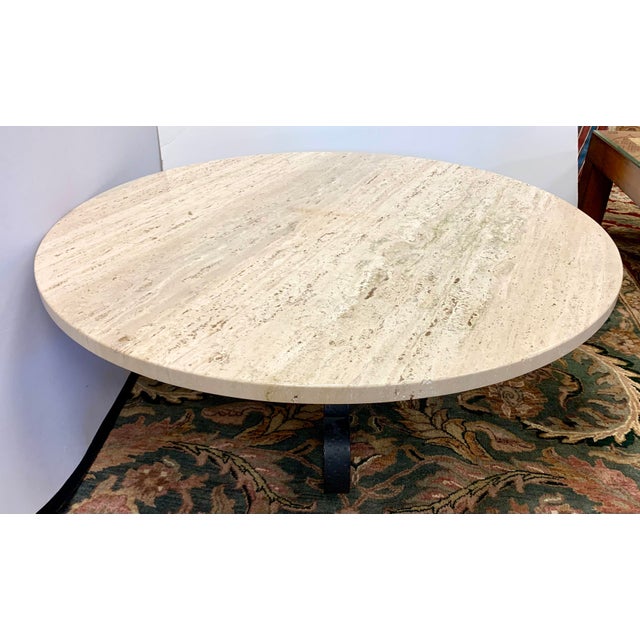 Vintage Round Granite Top and Wrought Iron Coffee Table Chairish