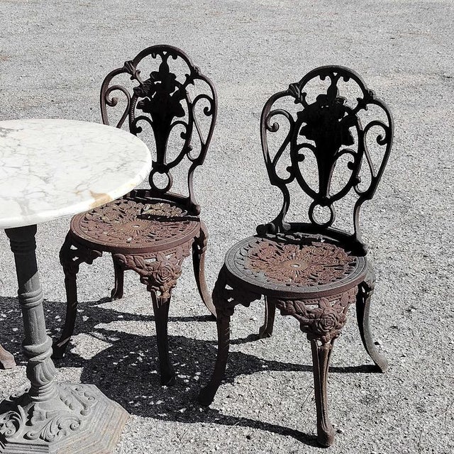 Cast Iron Patio Garden Table and Chairs, Set of 5 For Sale - Image 4 of 18