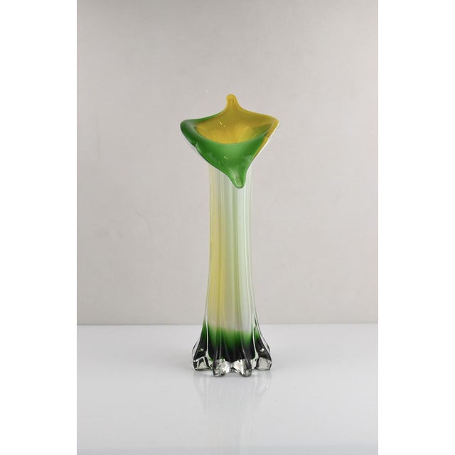 Green and Yellow Murano Glass Vase, 1970s For Sale - Image 10 of 12