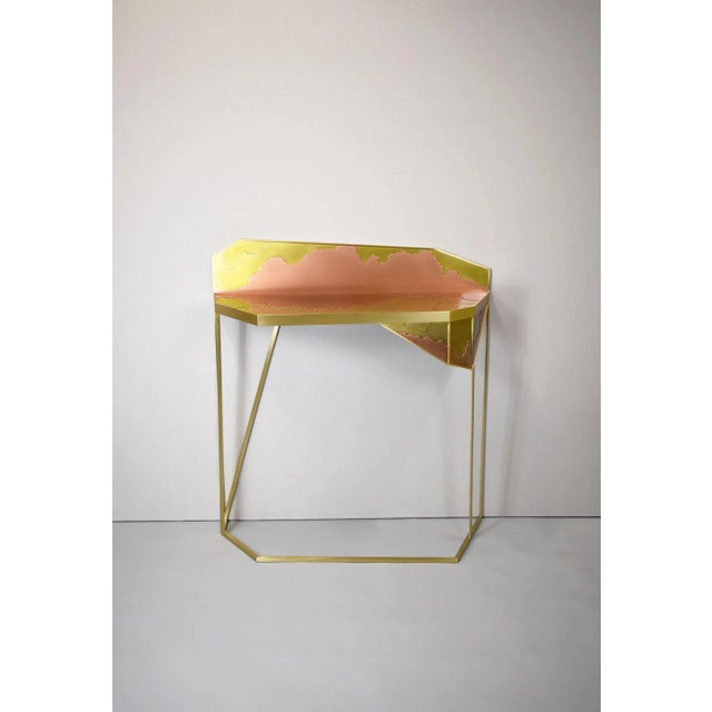 Erosion console table by atelier demichelis numbered and signed dimensions: w 98 x d 38 x h 107 cm materials: patinated...