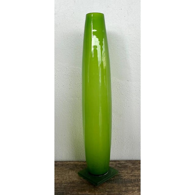 Late 20th Century Vintage Tall Green Glass Vase For Sale - Image 5 of 12