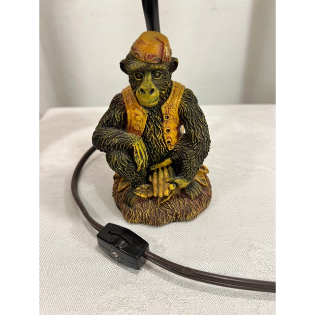 Vintage Bell Hop Monkey Accent Lamp With Green Shade For Sale - Image 9 of 11