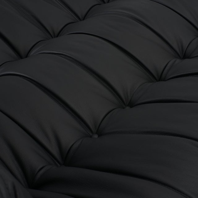 Black Original Ligne Roset Togo Chaise Lounge in Deep Noir Leather - Restored Vintage For Sale - Image 8 of 17