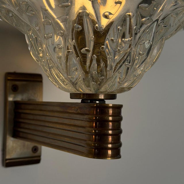 Bullicante Glass Wall Sconces by Barovier & Toso for Erco, 1940s, Set of 3 For Sale - Image 15 of 16
