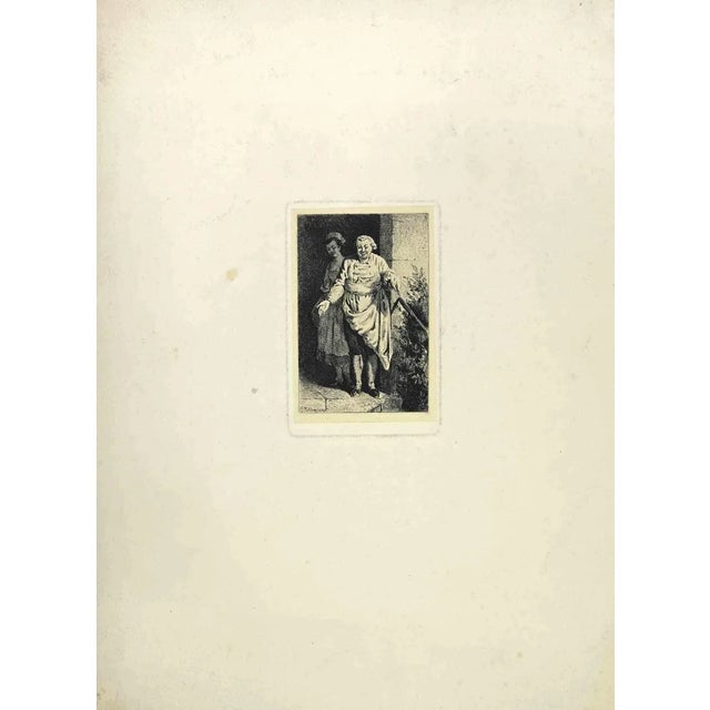 The Costumed Characters is an etching on paper realized by the French artist Gustave Donjean. Signed in plate in the left...