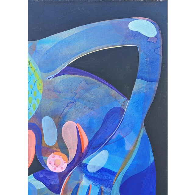 Cecilia Beaven Contemporary Abstract Green, Purple, and Blue Biomorphic Lizard Figure Painting, 21st Century For Sale In Houston - Image 6 of 11