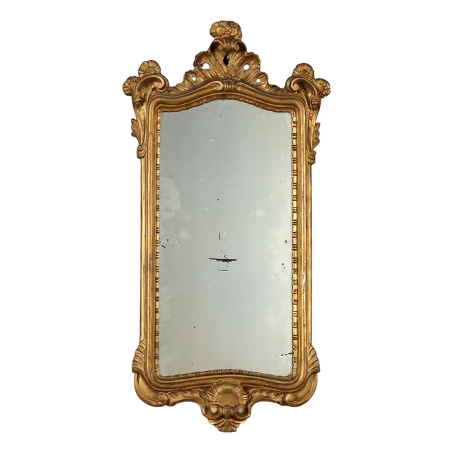 Small Gilded and Carved Wooden Mirror For Sale