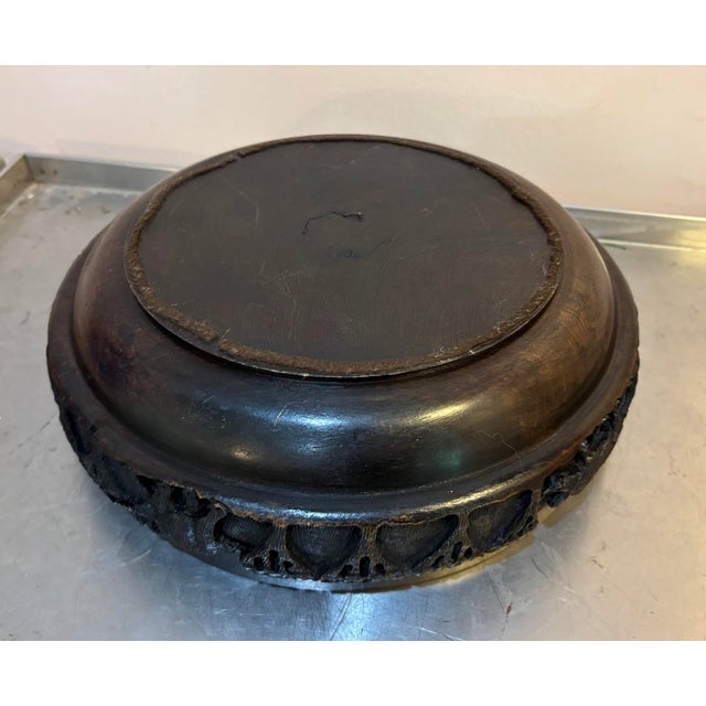 Tribal style hand-carved wood serving bowl w/ elephant motif. Excellent condition.