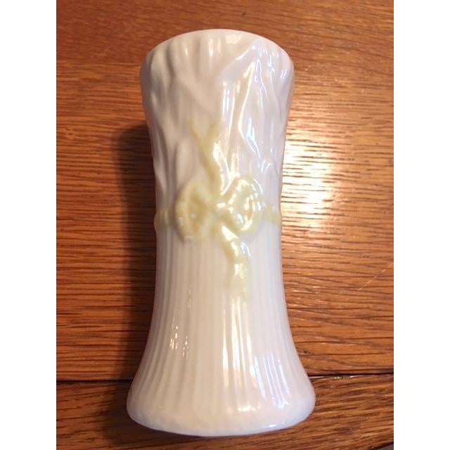 Cream Beellek Irish Vase & Dish For Sale - Image 8 of 11
