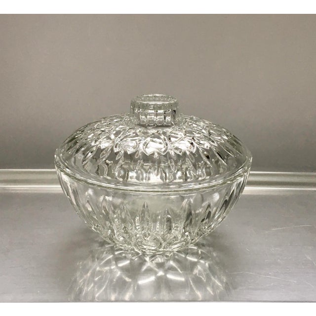 Transparent Vintage Faceted Crystal Covered Dish For Sale - Image 8 of 8