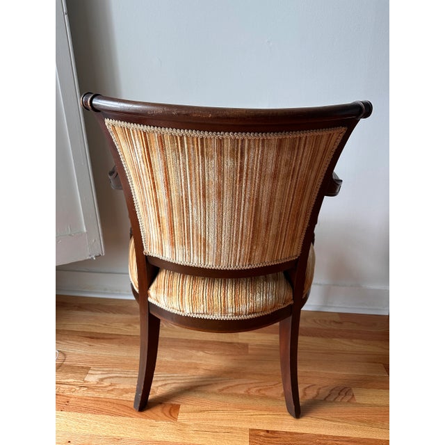 Empire Style Vintage Armchairs with Velvet Upholstery- Set of 2 For Sale - Image 4 of 4