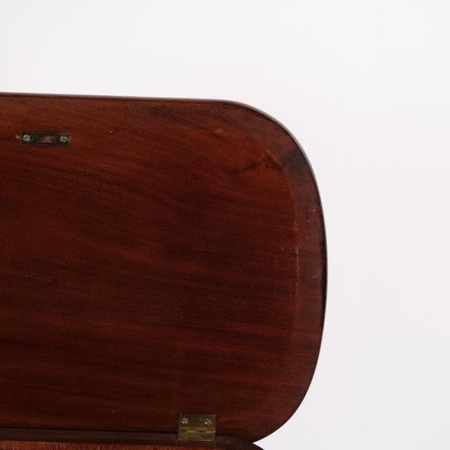 Mahogany Lamp Table or Sewing Table with Brass Lock and Tapered Legs, 1920 For Sale - Image 9 of 15