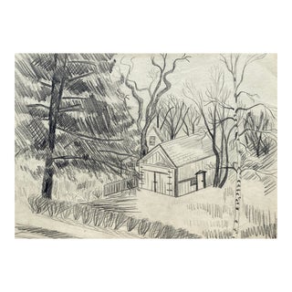 1950s Frank Wallace Landscape Drawing For Sale