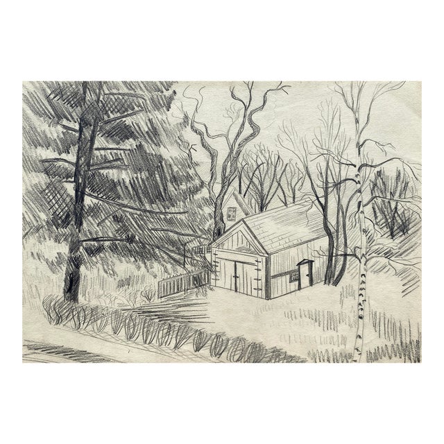 1950s Frank Wallace Landscape Drawing Chairish