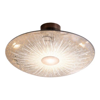 1950s Lightolier Mid-Century Modern Double Glass Flying Saucer Flush Mount Ceiling Light For Sale