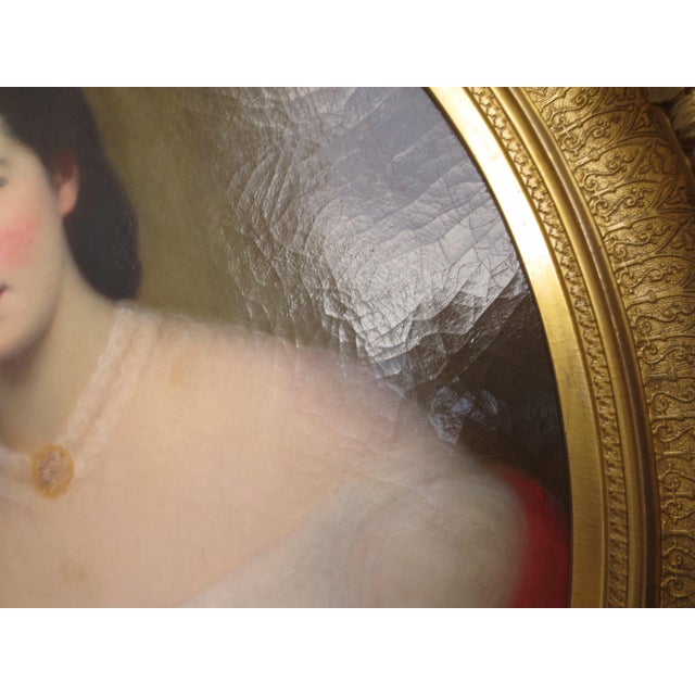 Mid-19th Century Ladies Portrait in Period Frame For Sale - Image 4 of 12