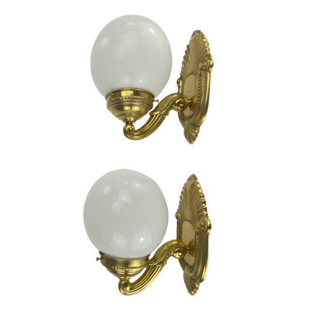 Viennese Brass Wall Lamps, Set of 2 For Sale