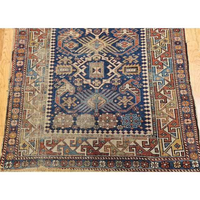 Antique Caucasian Shirvan Area Rug, Handwoven Wool, Allover Geometric Pattern, 1890s, 4' x 6' For Sale - Image 13 of 18