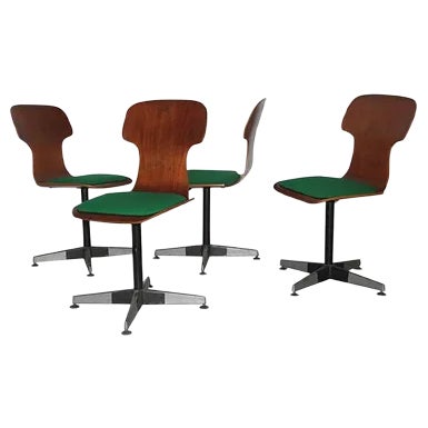 Vintage Bentwood Desk Chairs by Carlo Ratti, 1950s, Set of 4 For Sale