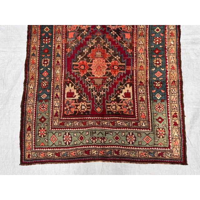 Textile Antique Caucasian Shirvan Akstafa Hand-Knotted Wool Rug - 6'9" X 3'9" For Sale - Image 7 of 12