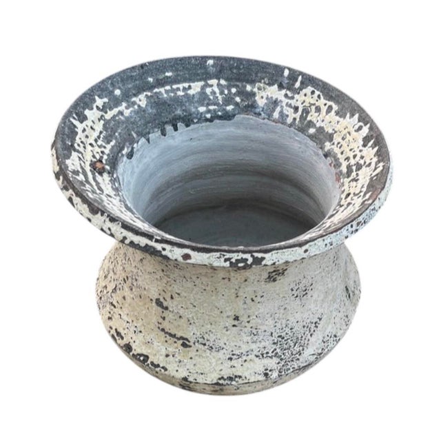 Mid-Century Modern Vintage Faux-Stone Chipped Resin Garden Planter For Sale - Image 3 of 12