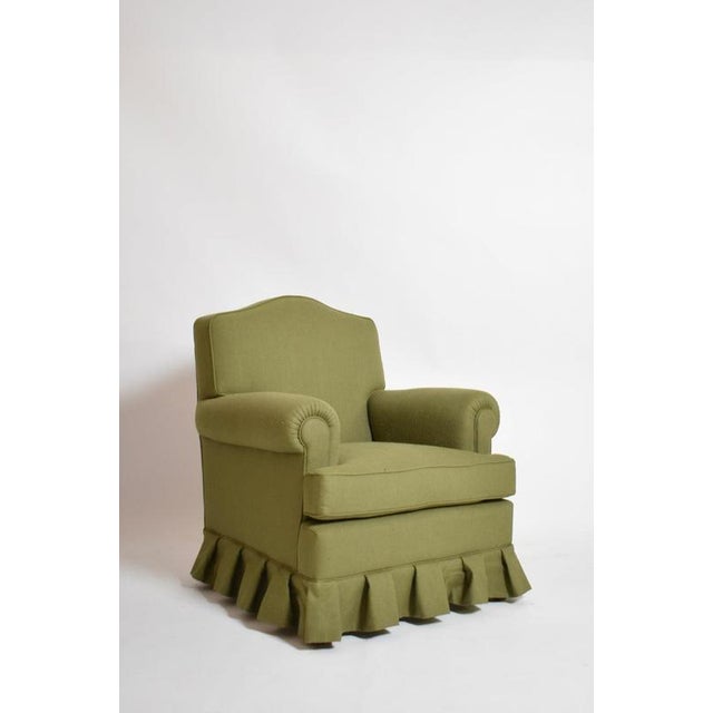 Pair of green fabric moustache back armchairs, 1960s. Pair of green fabric moustache back armchairs, in the style of...