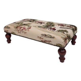 English Hunt Upholstered Large Stool For Sale