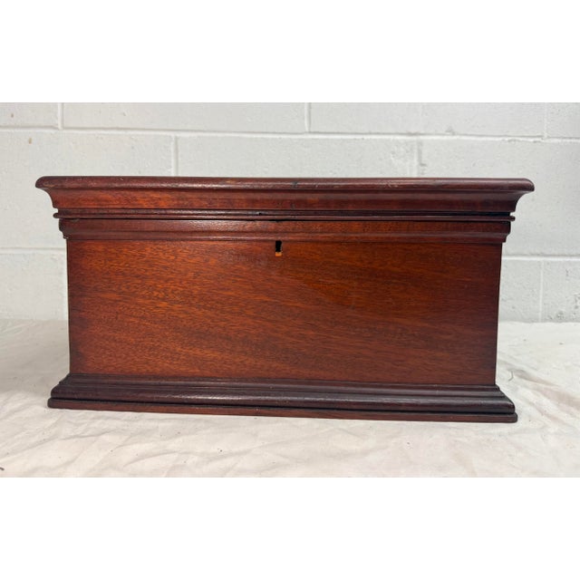 Quality Antique 19th Century Handmade Mahogany Wood Wooden Jewelry Sewing Box For Sale - Image 4 of 9