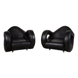 Slow Rider Leather Armchair in Black from Bretz, Set of 2 For Sale