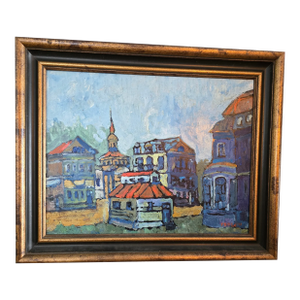 Vintage Mid Century Modern Signed Painting on Glass