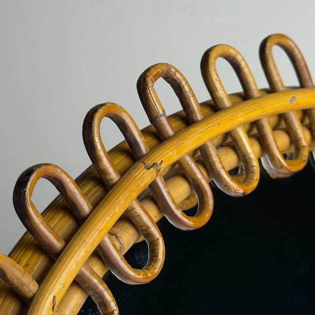 Vintage Oval Bamboo Mirror by Franco Albini, 1960s For Sale - Image 9 of 15