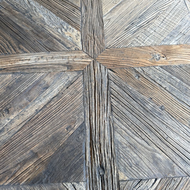 Wood Round Rh Baroque Parquet Dining Table For Sale - Image 7 of 10