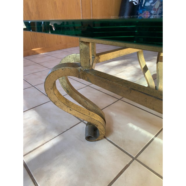 Metal 1960s Hollywood Regency Gilt Metal and Glass Coffee Table For Sale - Image 7 of 12