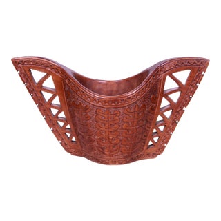 Antique 1900s Hand-Carved Wooden Wedding Cup From Former Yugoslavia/European Balkan For Sale