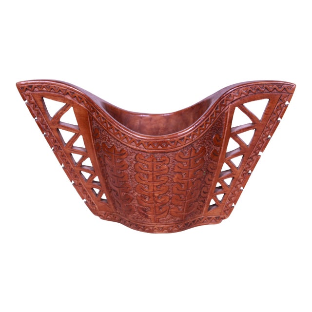 Antique 1900s Hand-Carved Wooden Wedding Cup From Former Yugoslavia/European Balkan For Sale