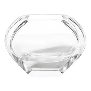 Mid-Century Modernist Crystal Hexagonal Base & Flat Sides Vase Signed Baccarat