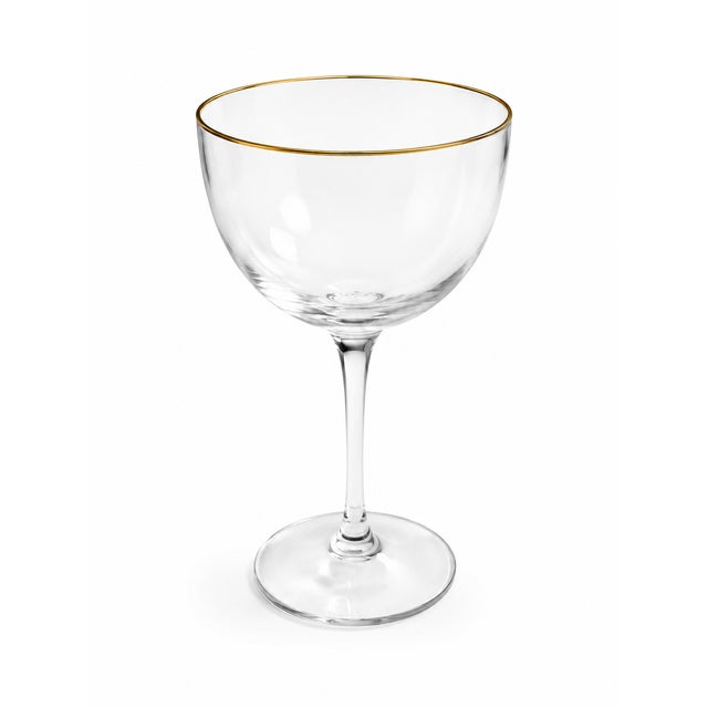 French Vintage Gold Rim Champagne Coupe Glasses – Possibly Haviland Limoges – Elegant French Style - Set of 8 For Sale - Image 3 of 3