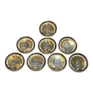1950s Fornasetti “Dinner at Eight” Coasters - Opulent Gold - “Pranzo Alle Otto”- Set of 8