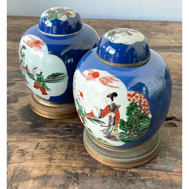 Vintage Asian Famile Verte Lidded Ceramic Jars - A Pair For Sale - Image 12 of 12